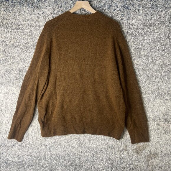 AllSaints Sweater Mens Medium Brown Oversized Fit Wool Alpaca Blend Crewneck - Picture 6 of 6